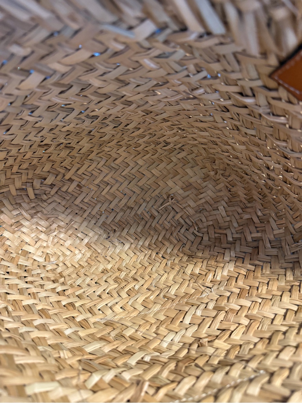 Woven Straw Tote with Tan Leather Handles - Picture 5 of 5